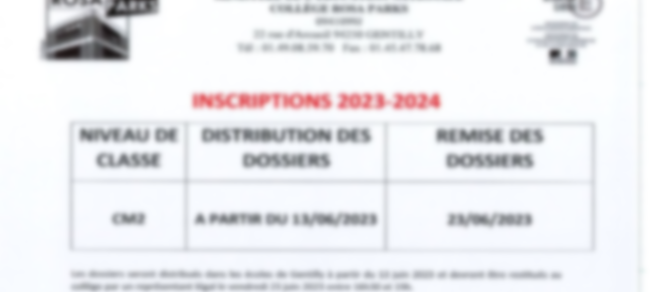 INSCRIPTIONS -REINSCRIPTIONS 2023-2024