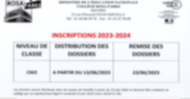INSCRIPTIONS -REINSCRIPTIONS 2023-2024